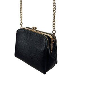 Elegant Black Crossbody Bag with Gold Chain